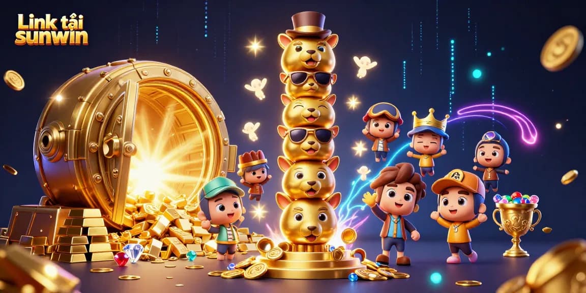 Experience the excitement of Link tải sunwin with vibrant casino-themed art and dynamic elements.
