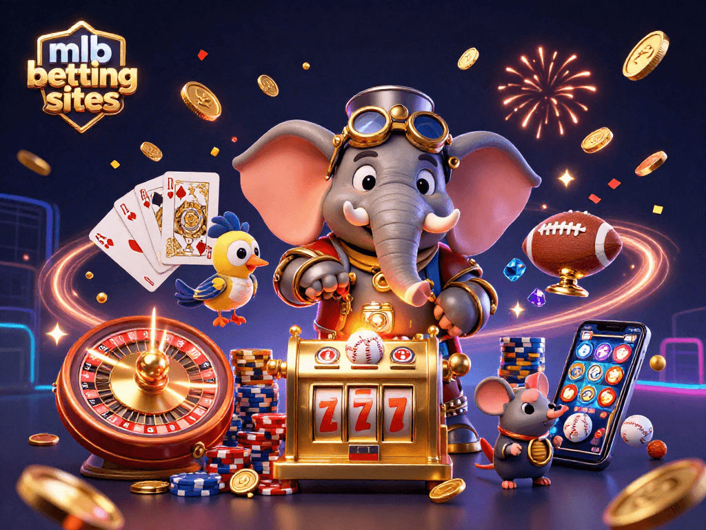 Engage with mlb betting sites through interactive, vibrant sports-themed 3D illustration.