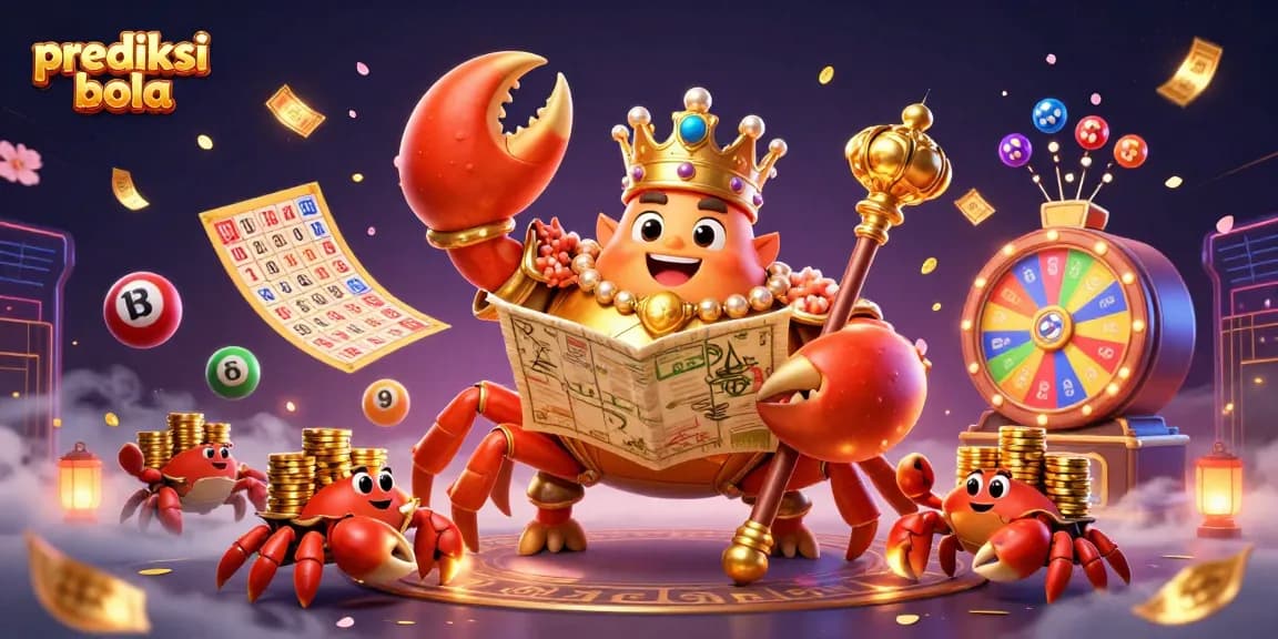 Experience the excitement of prediksi bola with our vibrant illustration, showcasing golden crab emperor and dynamic game elements.