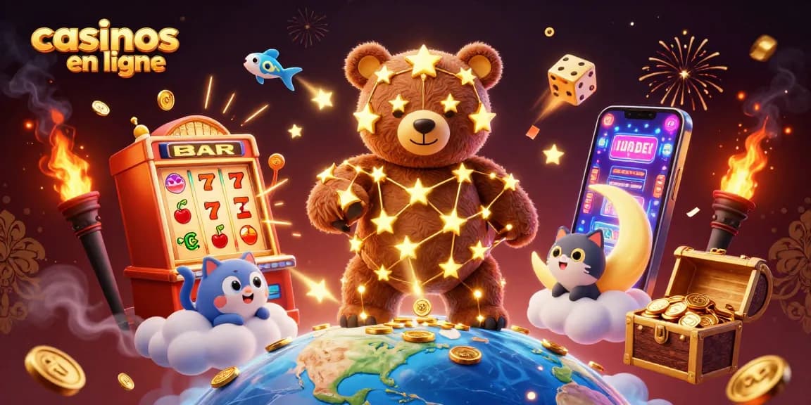Gagnez des jackpots aux casinos en ligne avec une illustration vibrante et dynamique.