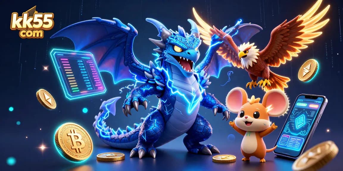 Win big with kk55 com's exciting gambling scene featuring thrilling characters and vibrant elements!