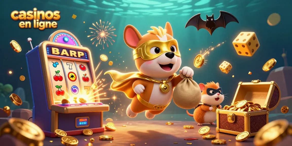 Jouez aux casinos en ligne avec des soins d'un chien super-héros portant une cape dorée, des pièces d'or et ses amis.