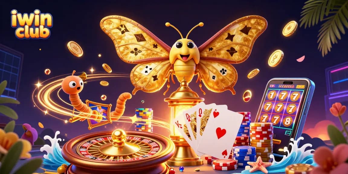 Experience exciting gameplay at iwin club with dynamic 3D illustrations showcasing vibrant casino elements.