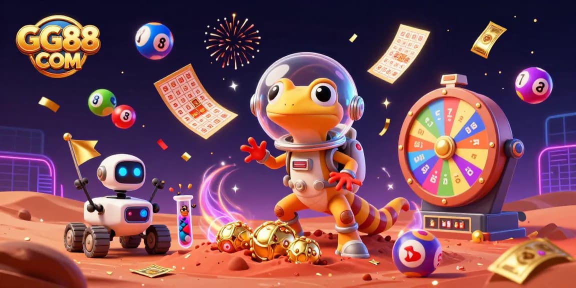 Engage with GG88 COM's exciting gaming experience, featuring vibrant lottery elements and rich casino visuals.