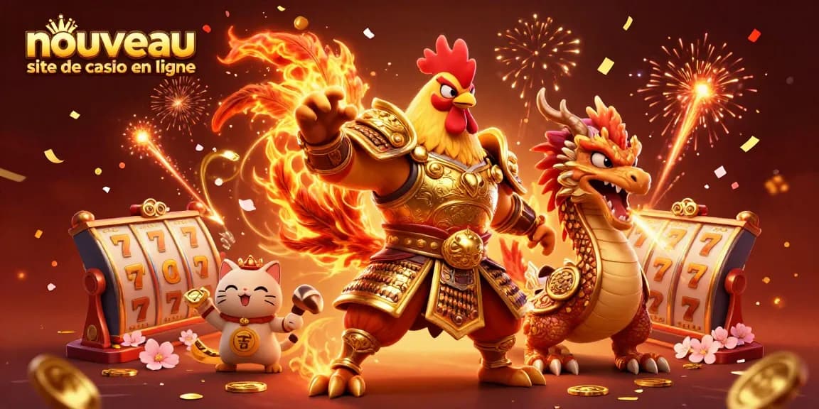 Un nouveau site de casino en ligne avec des héros 3D s'affrontant dans un décor festif, offrant des jeux captivants.