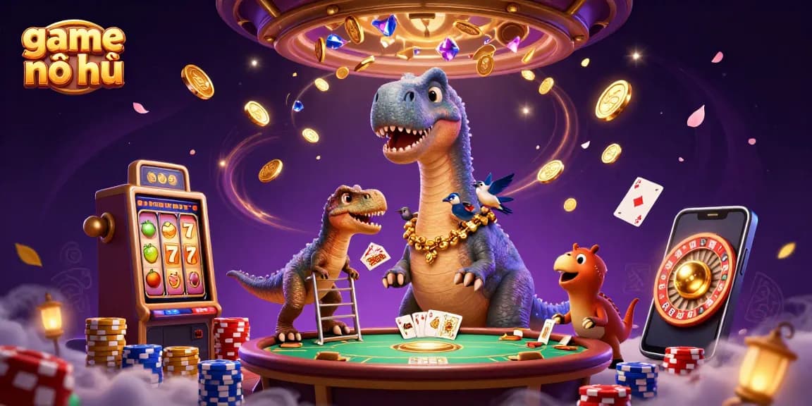 Experience the excitement of game nổ hũ with a vibrant 3D casino illustration.