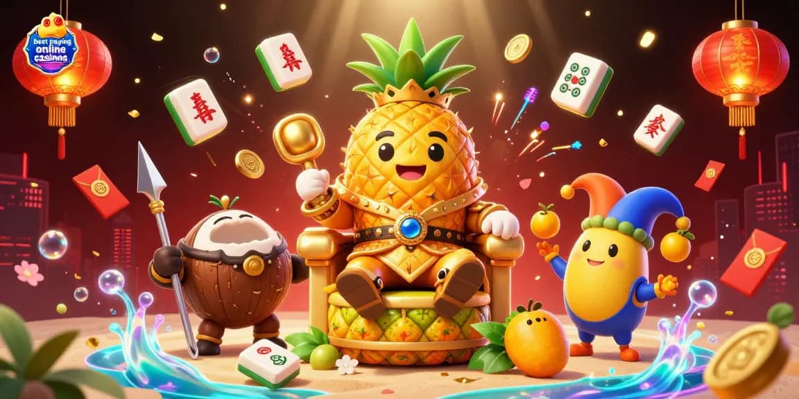 Experience the excitement of best paying online casinos with vibrant characters and dynamic elements in a lively casino scene.