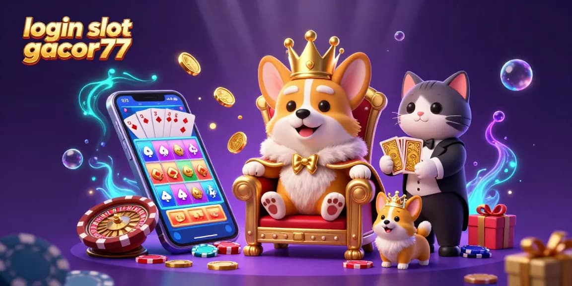 Engage with the thrilling world of online gaming at login slot gacor77, featuring vibrant casino characters and gaming elements.