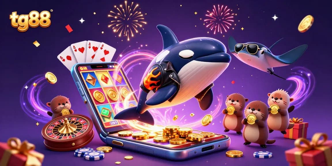Experience thrilling gaming at tg88 with orca whales, otters, and vibrant slot games bursting with coins.