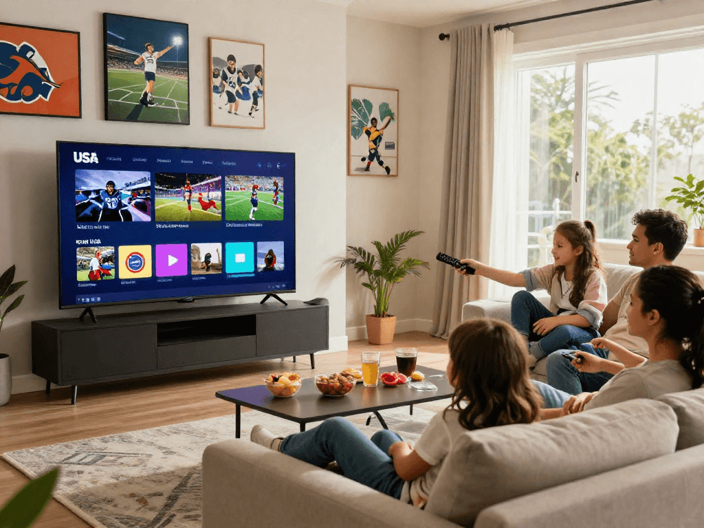 Enjoy family bonding with IPTV USA in a cozy living room.