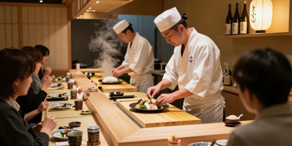 Rokok88 daftar sushi culinary experience at an inviting restaurant setting with chefs plating dishes.