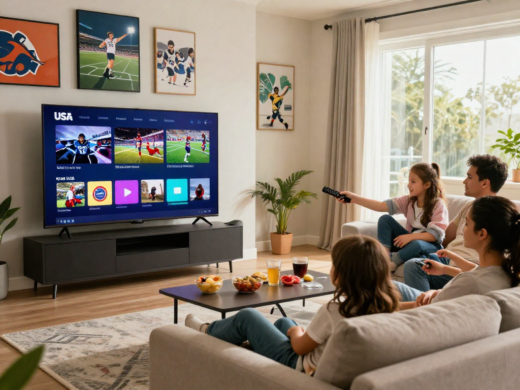 Enjoy family bonding with IPTV USA in a cozy living room.
