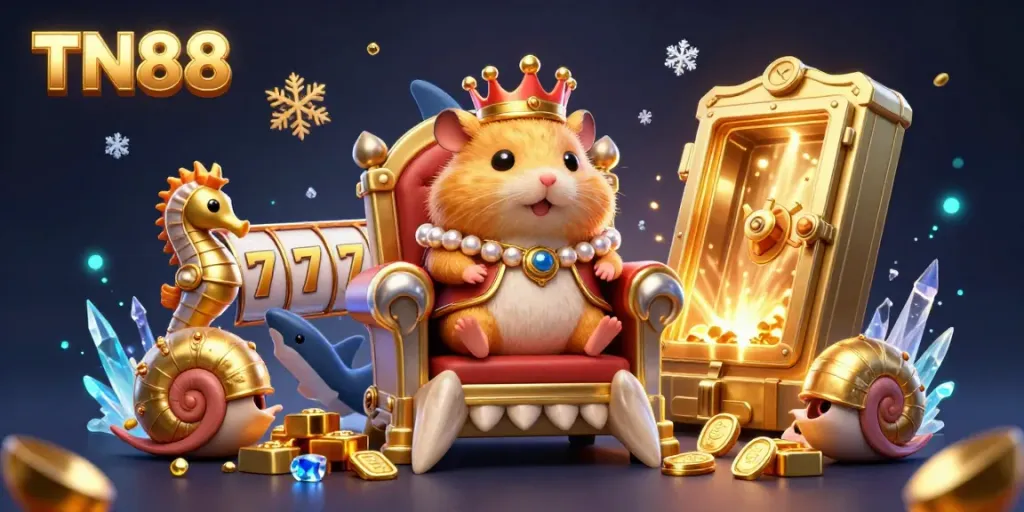 Engage with thrilling TN88 slots as the hamster king rules over treasure and fortune!