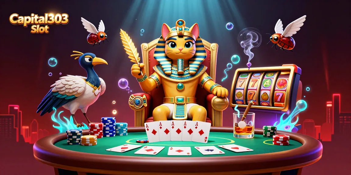 Spin the reels of Capital303 Slot with the pharaoh cat while enjoying luxurious casino elements.