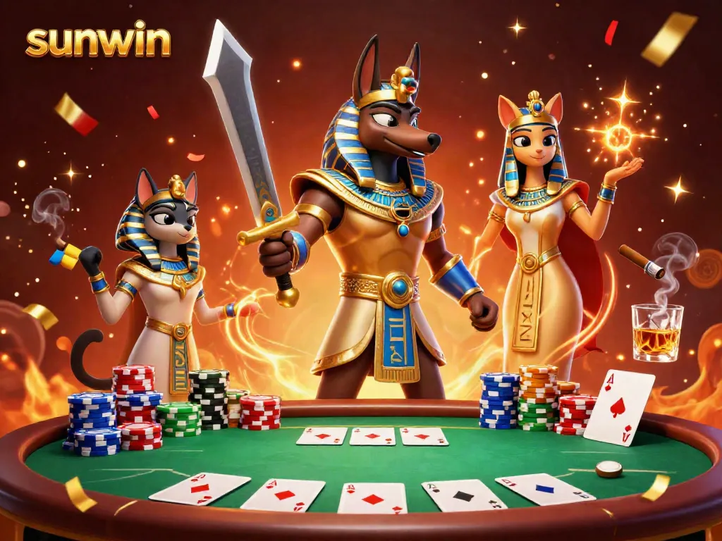 Join the action at sunwin with dynamic poker gameplay featuring Anubis and Bastet.