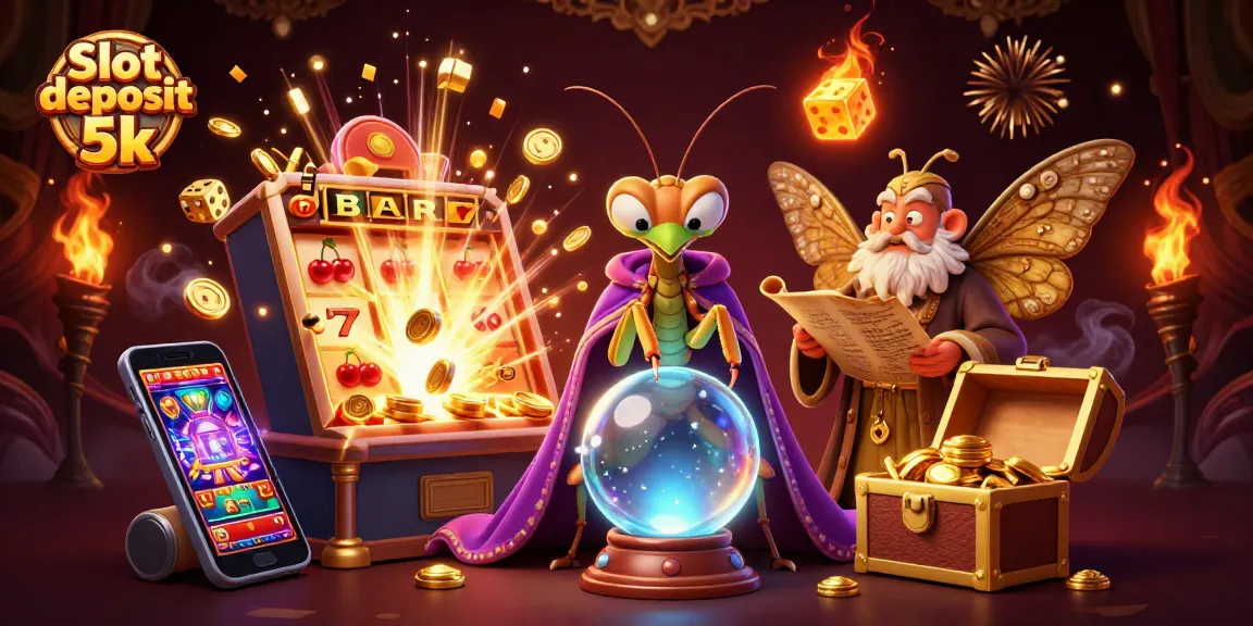 Pengalaman fantastis dengan Slot Deposit 5k, menggambarkan makhluk mistis di kasino yang penuh kegembiraan.
