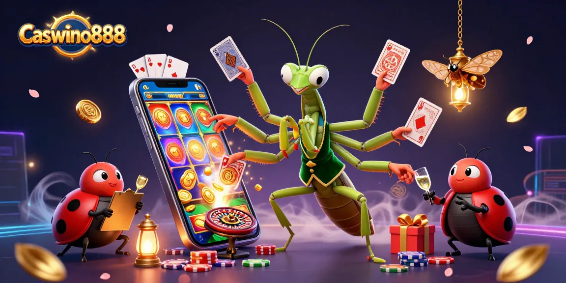 Spin reels and win gold coins with Caswino888 in this vibrant casino scene.