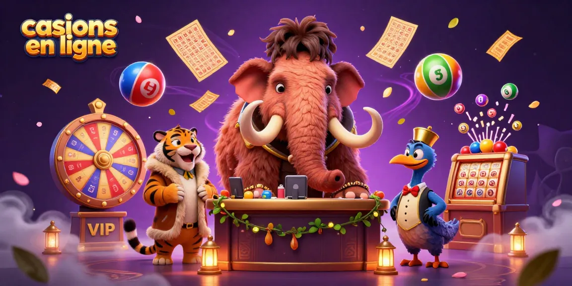 Jouez avec des casinos en ligne dans une scène festive avec un mammouth et un tigre VIP.