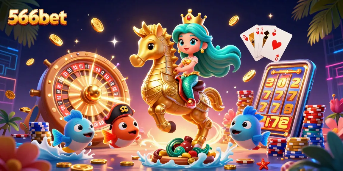 Engage with 566bet's vibrant casino experience surrounded by mermaids and gold casinos.