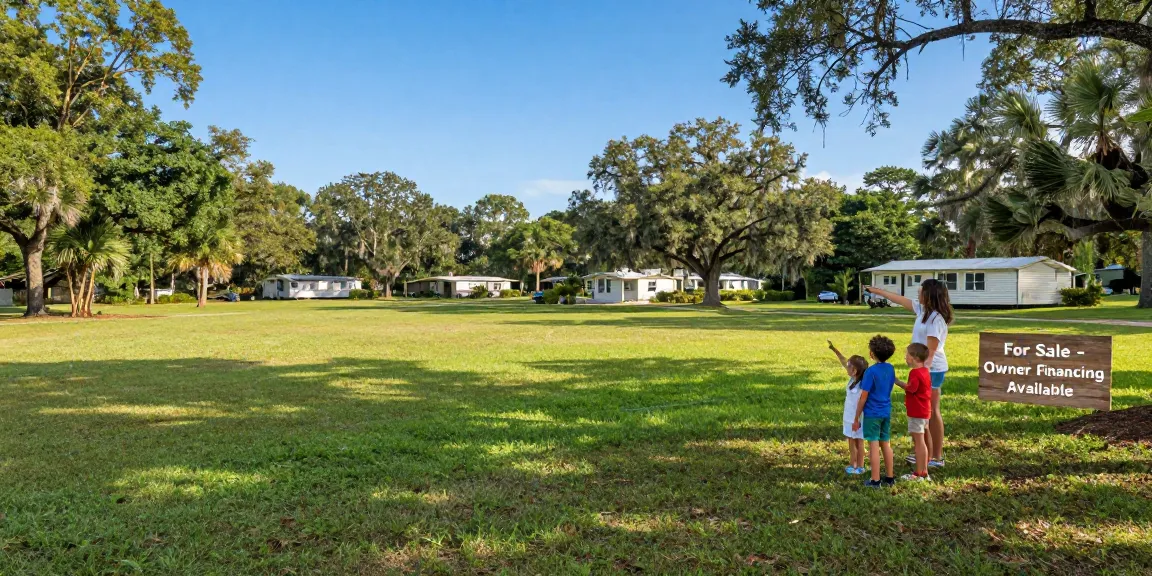 Putnam County land for sale with family discussing building opportunities on a sunny day.