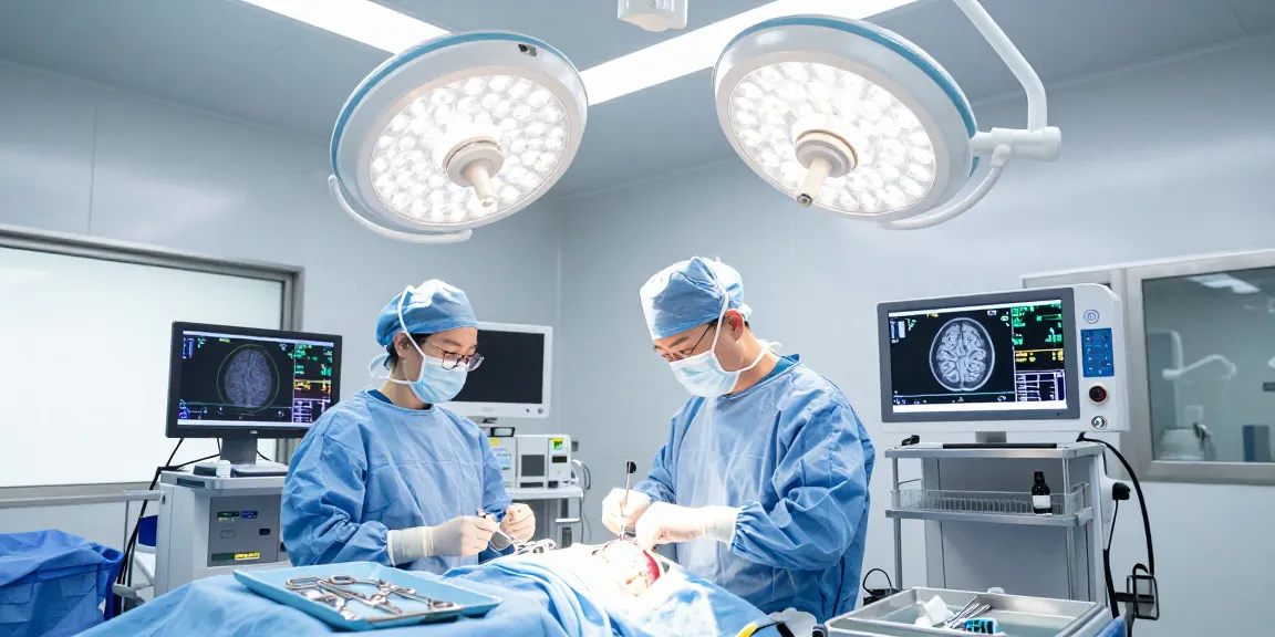 Brain surgery scene highlighting the precision and expertise of beyin ameliyatı in a modern operating room.