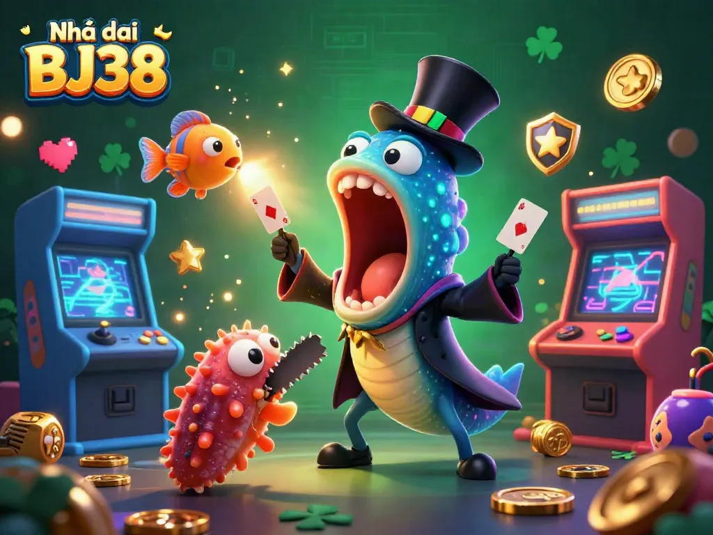 Engage with Nhà cái BJ38's vibrant casino world through an animated underwater magic act.