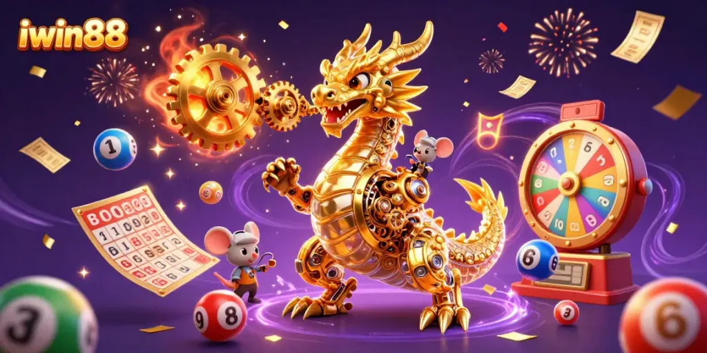 Engage with thrilling iwin88 casino experiences featuring vibrant games and a magical dragon.