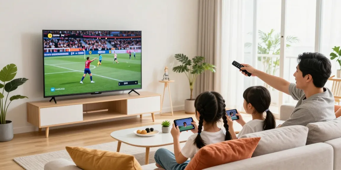 Family enjoying the Best IPTV American services together in a cozy living room, celebrating connectivity and entertainment.