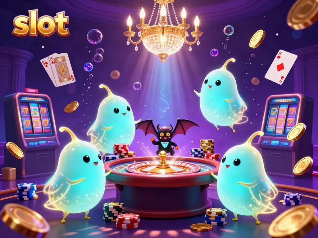 Experience the thrill of slots with bioluminescent glowworms illuminating casino action and jackpot excitement.