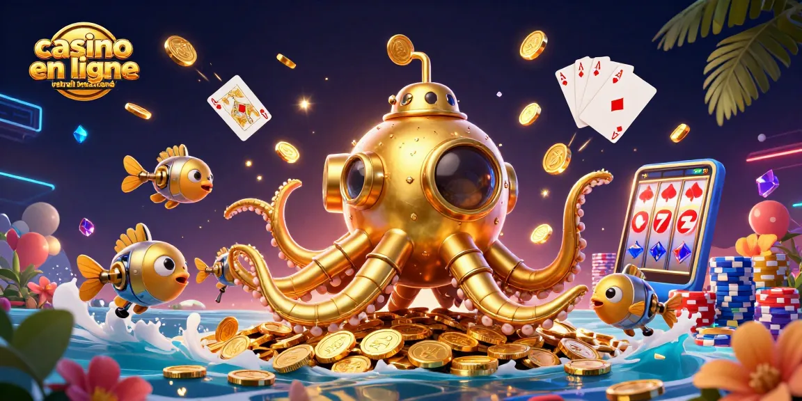Jouer à casino en ligne retrait instantané avec une scène dynamique de kraken et de pièces d'or.